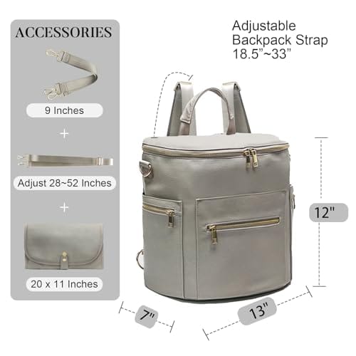 Bolso pañalero, Mochila de Pañales de Cuero por MF Store, - Imagen 7