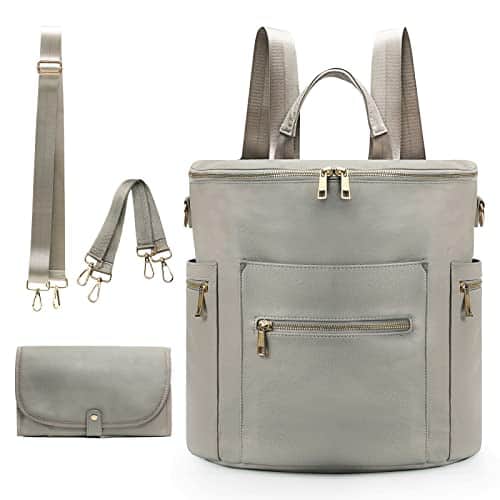 Bolso pañalero, Mochila de Pañales de Cuero por MF Store,