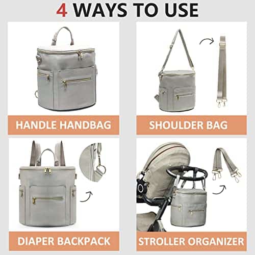 Bolso pañalero, Mochila de Pañales de Cuero por MF Store, - Imagen 6