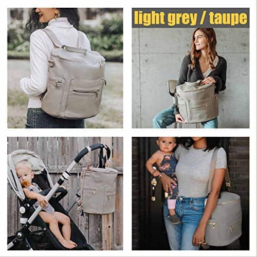 Bolso pañalero, Mochila de Pañales de Cuero por MF Store, - Imagen 3