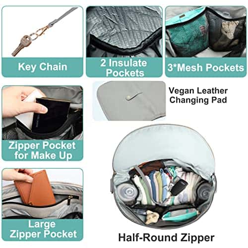 Bolso pañalero, Mochila de Pañales de Cuero por MF Store, - Imagen 4