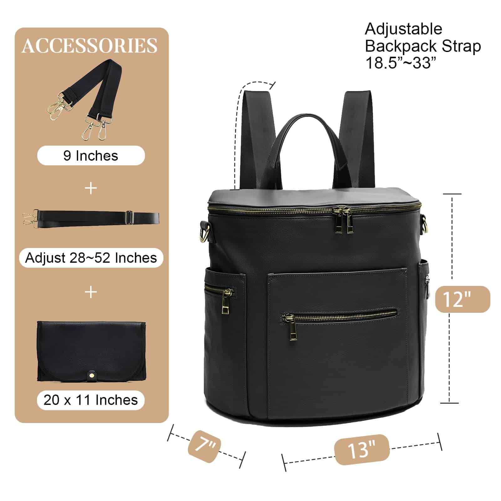 Mochila de pañales de cuero por MF Store, Mochila de - Imagen 7