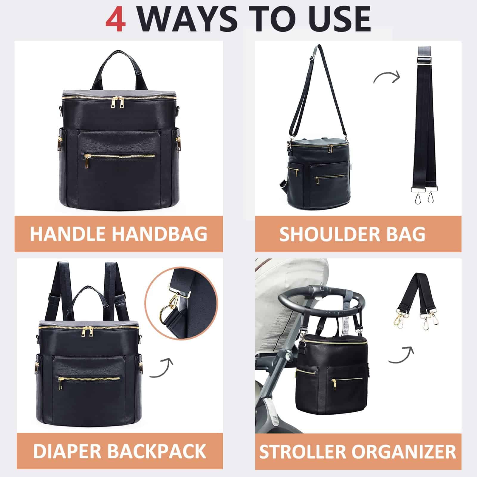 Mochila de pañales de cuero por MF Store, Mochila de - Imagen 6