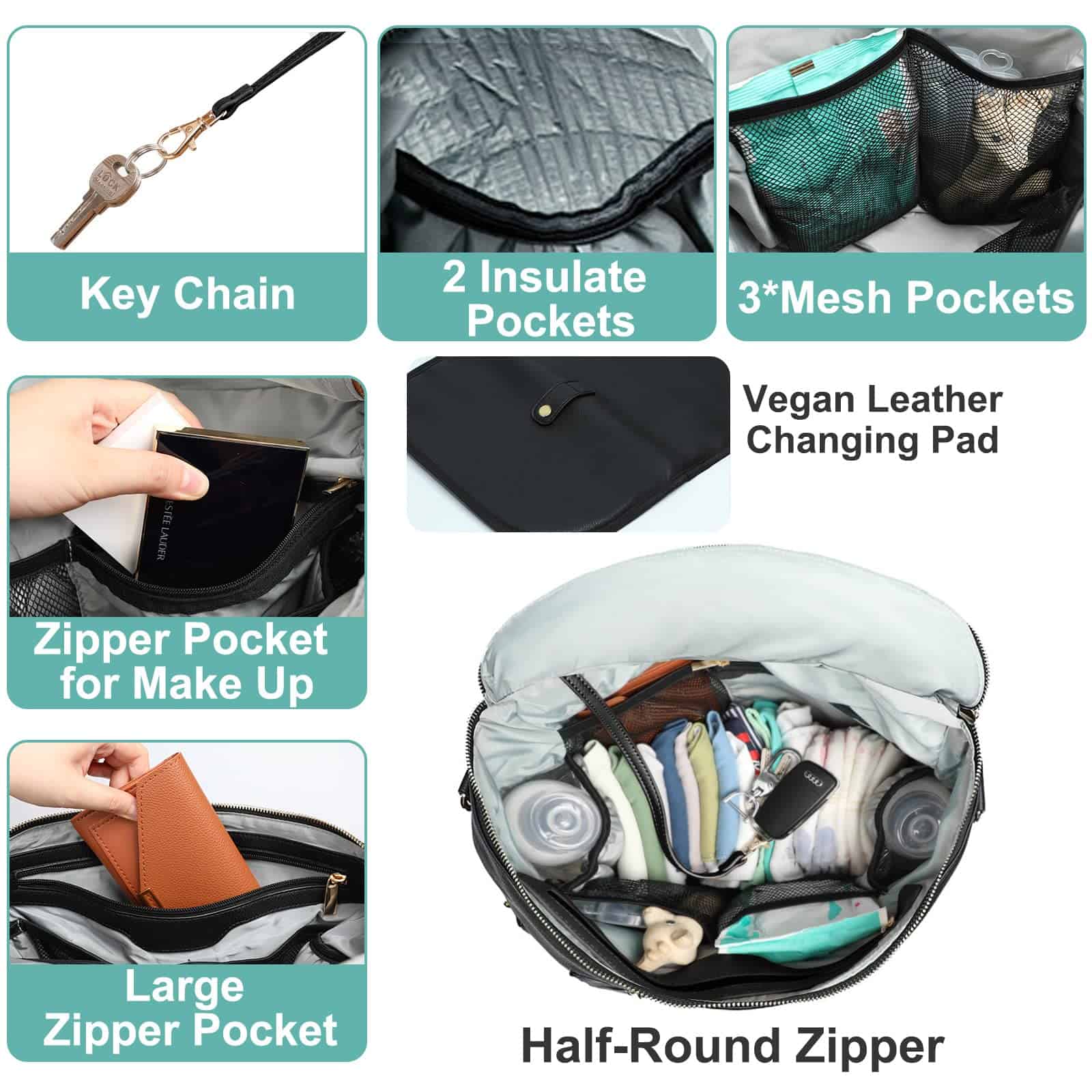 Mochila de pañales de cuero por MF Store, Mochila de - Imagen 4