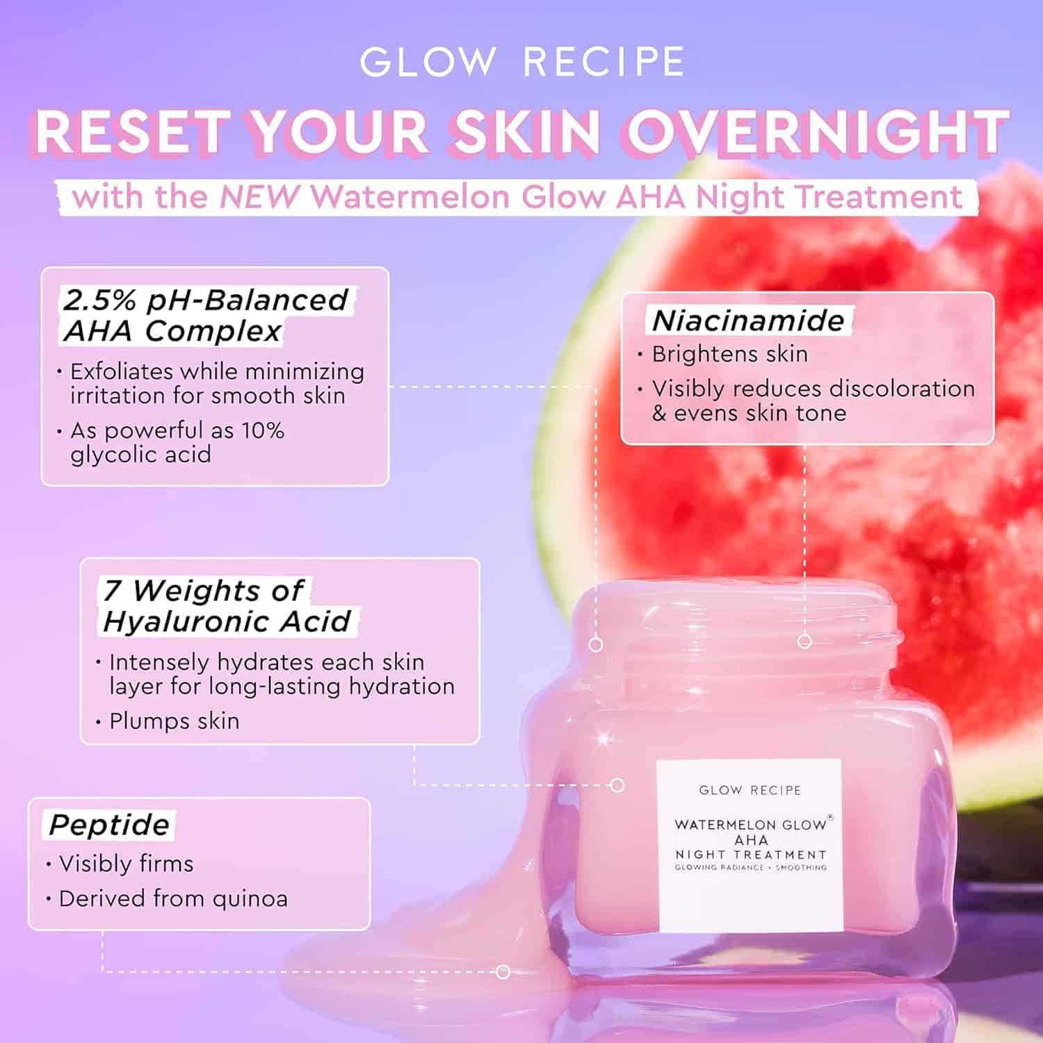 Tratamiento de Noche Glow Recipe Watermelon Glow AHA - - Imagen 4