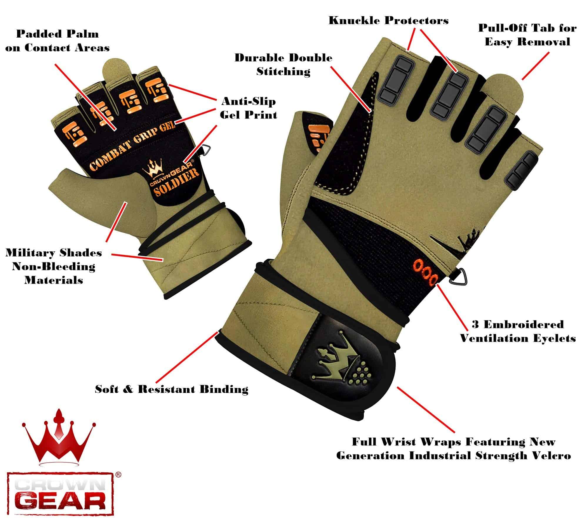 Guantes de levantamiento de pesas Crown Gear para -Soldier - Imagen 3