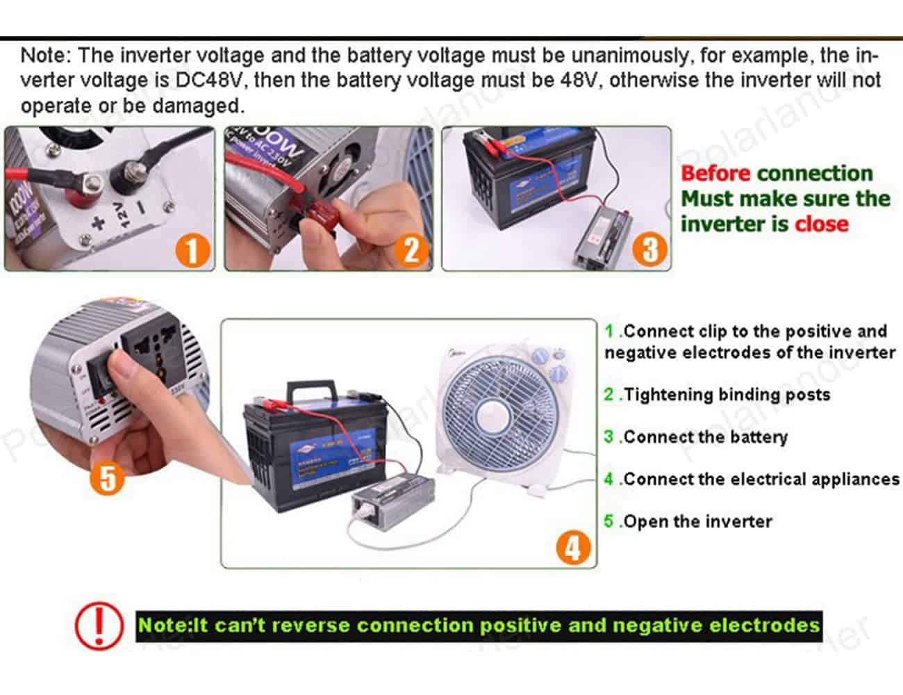 Inversor de corriente para automóvil Eaglerich 1200W DC 24V - Imagen 6
