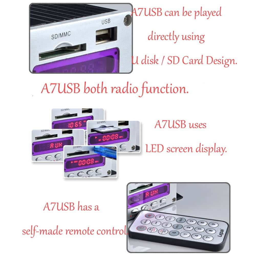 Amplificador estéreo de fidelidad musical Eaglerich A7USB - Imagen 5