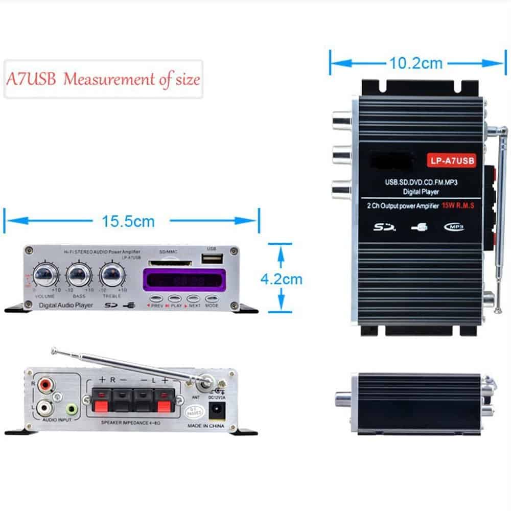 Amplificador estéreo de fidelidad musical Eaglerich A7USB - Imagen 6