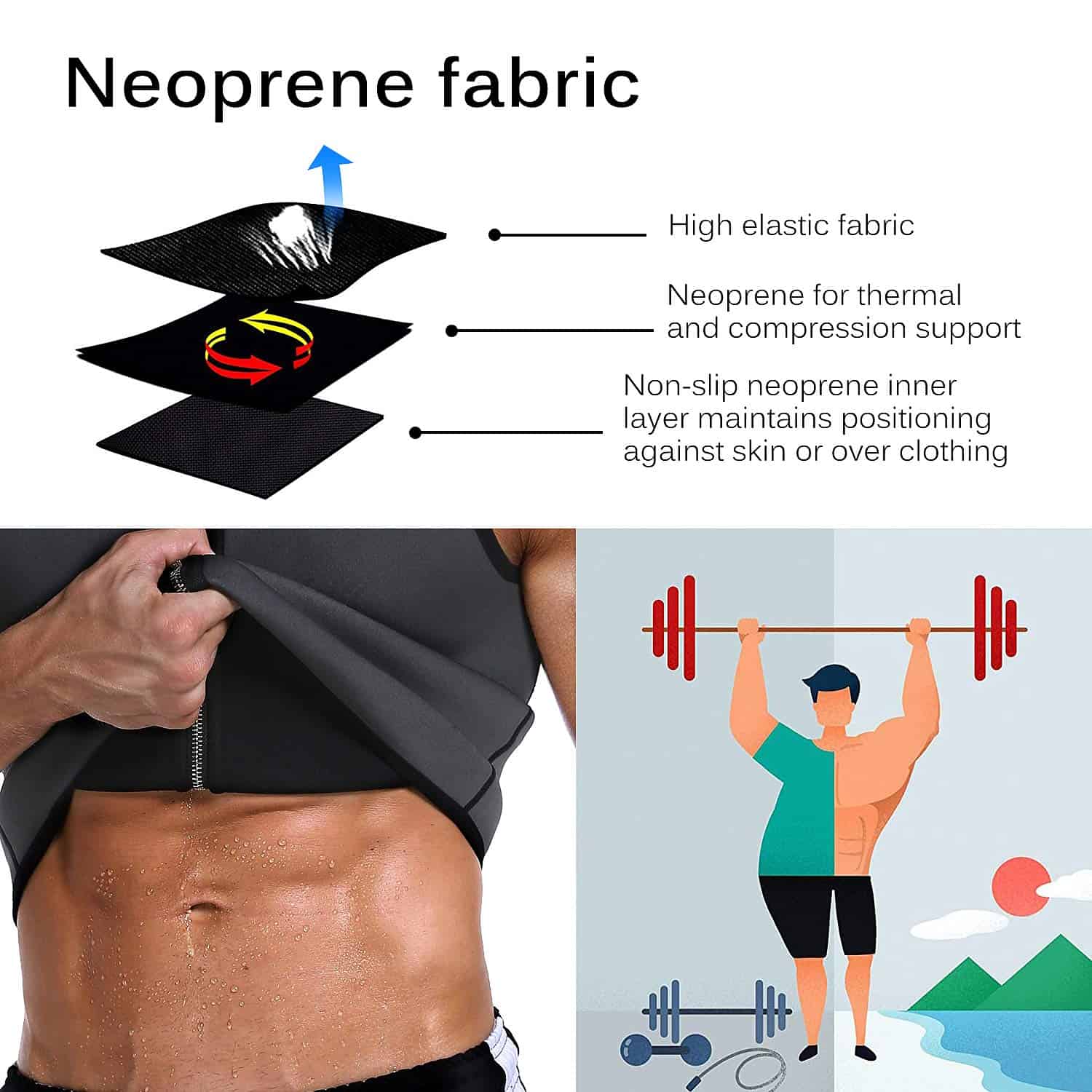 Chaleco de Sudor RIBIKA para Hombres Sauna -Gris - Imagen 4