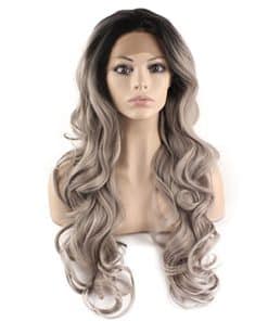 Pelucas Larga Ondulada de Celebridad con Encaje Sintético