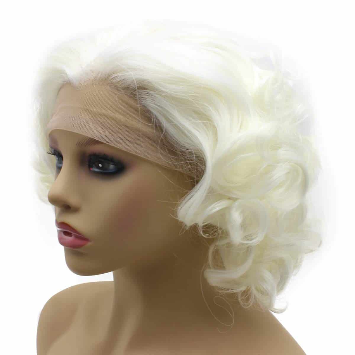 Pelucas de cabello corto y rizado en blanco, media mano con - Imagen 5