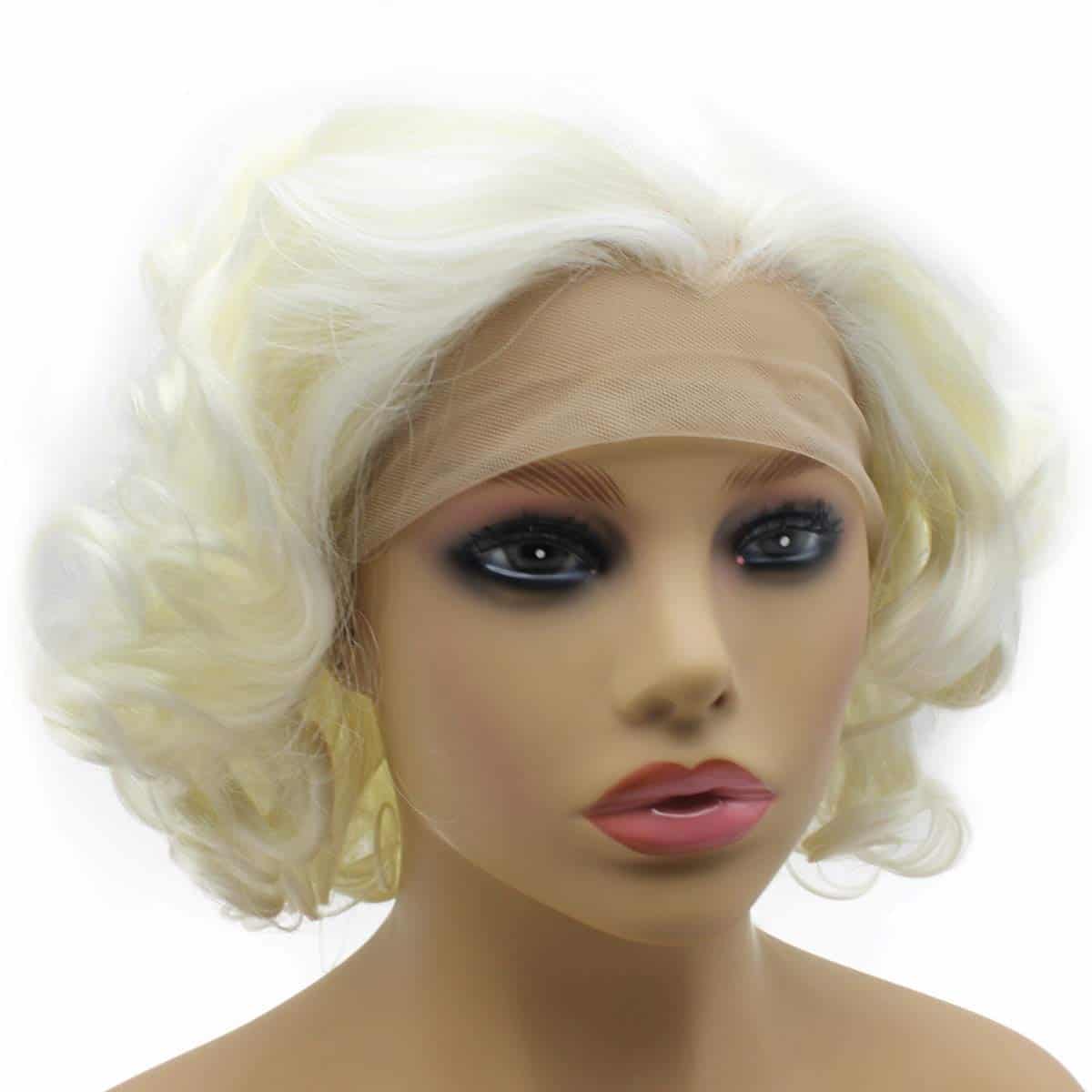 Pelucas de cabello corto y rizado en blanco, media mano con - Imagen 3