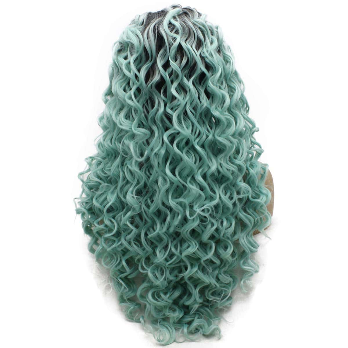 Pelucas de Sintético Largo Rizado Negro Azul Ombre de - Imagen 6