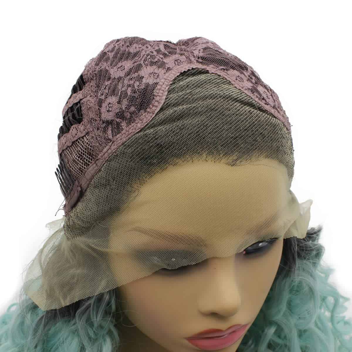 Pelucas de Sintético Largo Rizado Negro Azul Ombre de - Imagen 7