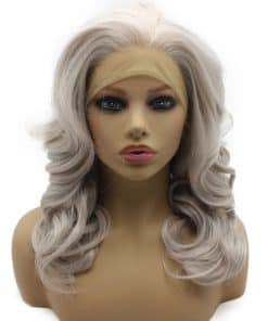 Pelucas sintéticas de encaje frontal natural, ondulado
