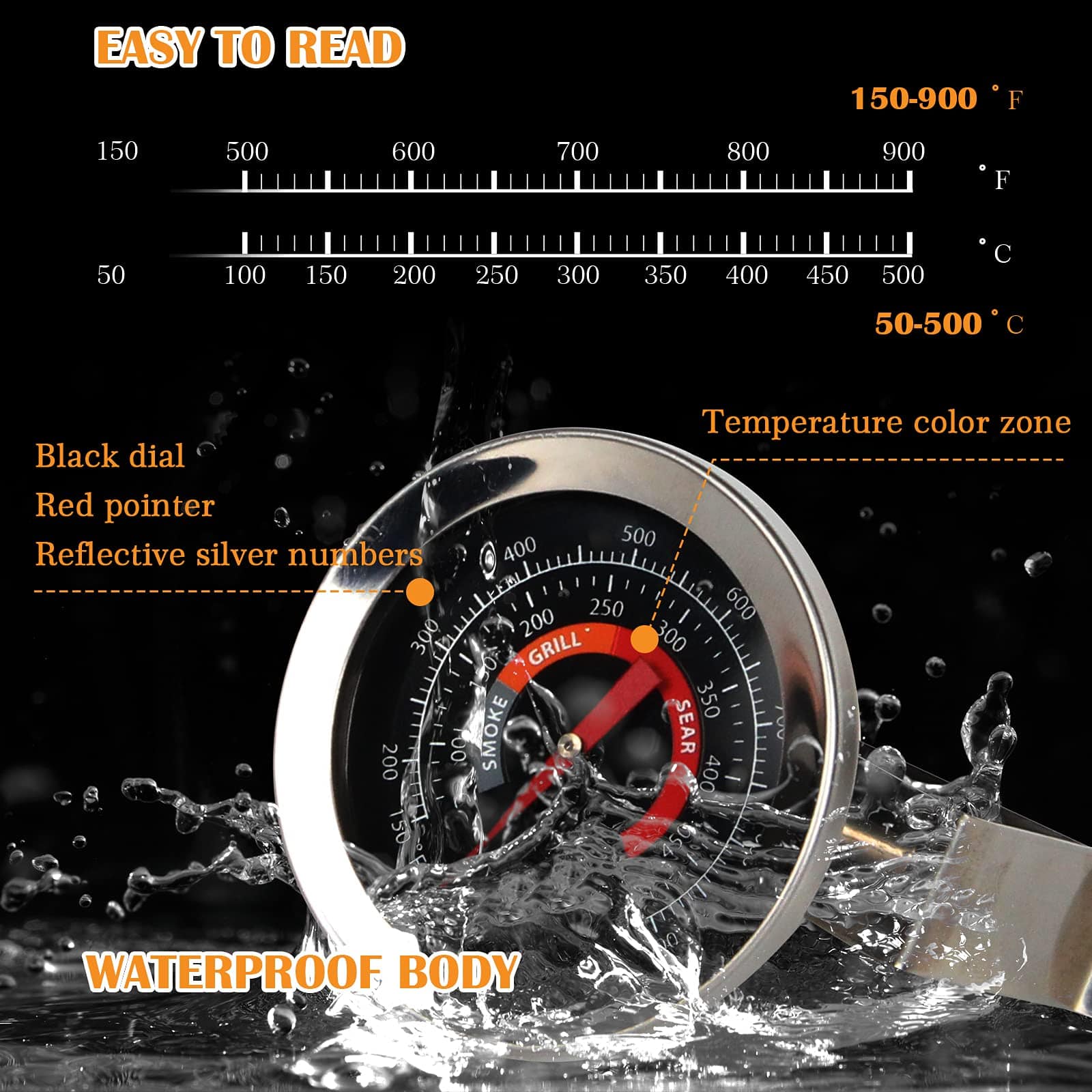 Termómetro de temperatura de parrilla para BBQ de 2" - Imagen 6
