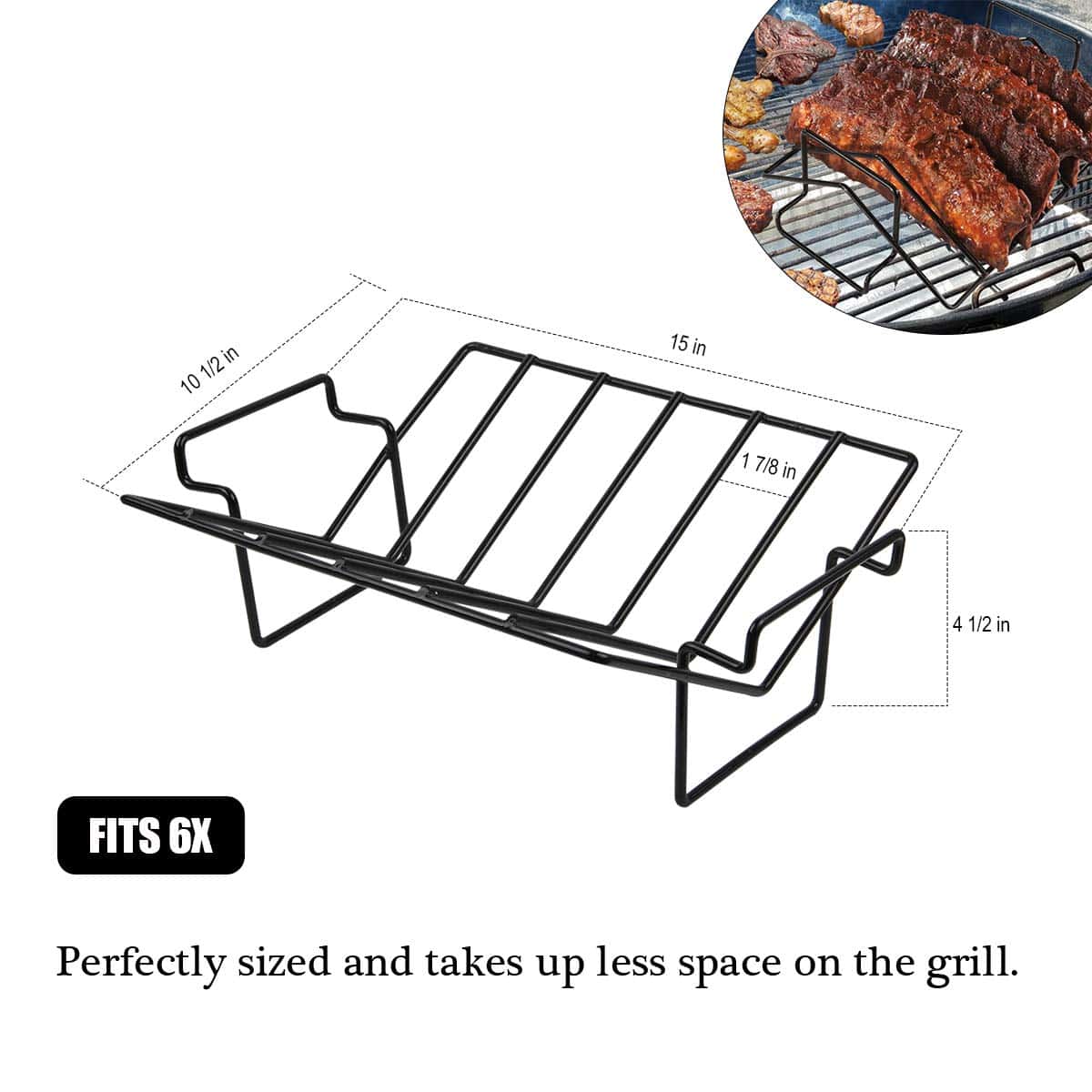 Soporte en V para Costillas para Asar y Ahumar y Soporte - Imagen 3