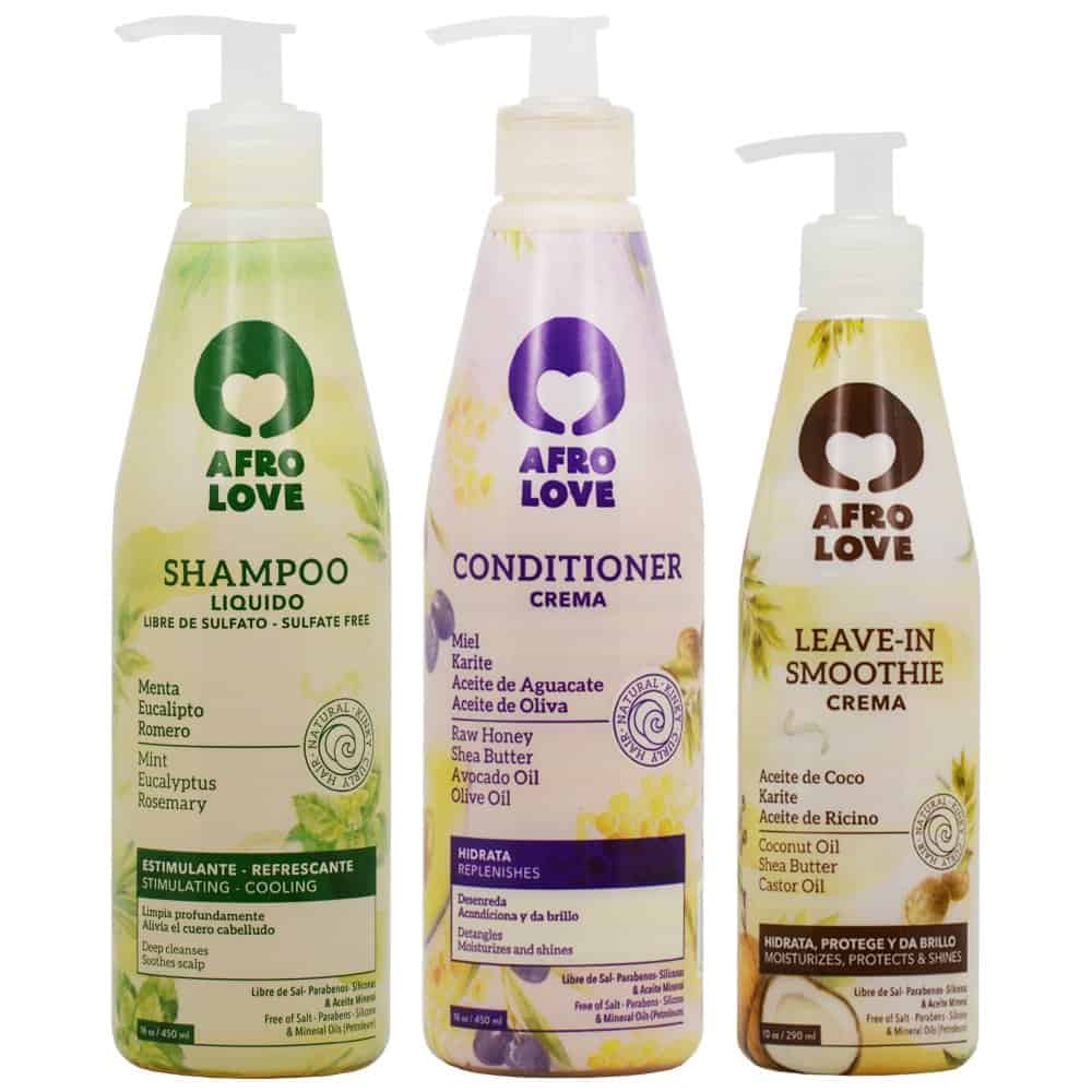 Set de Champú, Acondicionador y Crema Leave-In Afro Love �