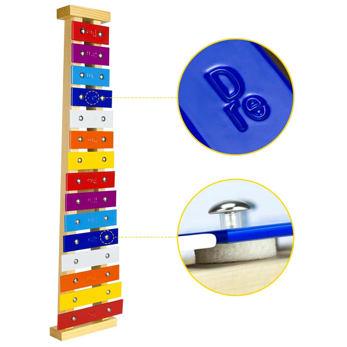 CeleMoon Xilófono de Madera Natural de 15 Tonos para Niños - Imagen 4