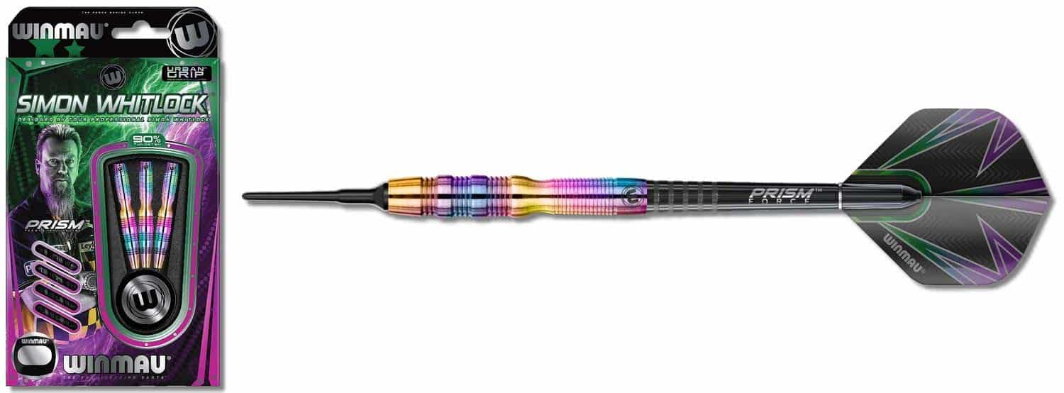 Dardos de punta suave Winmau Simon Whitlock Rainbow 90% 18 g