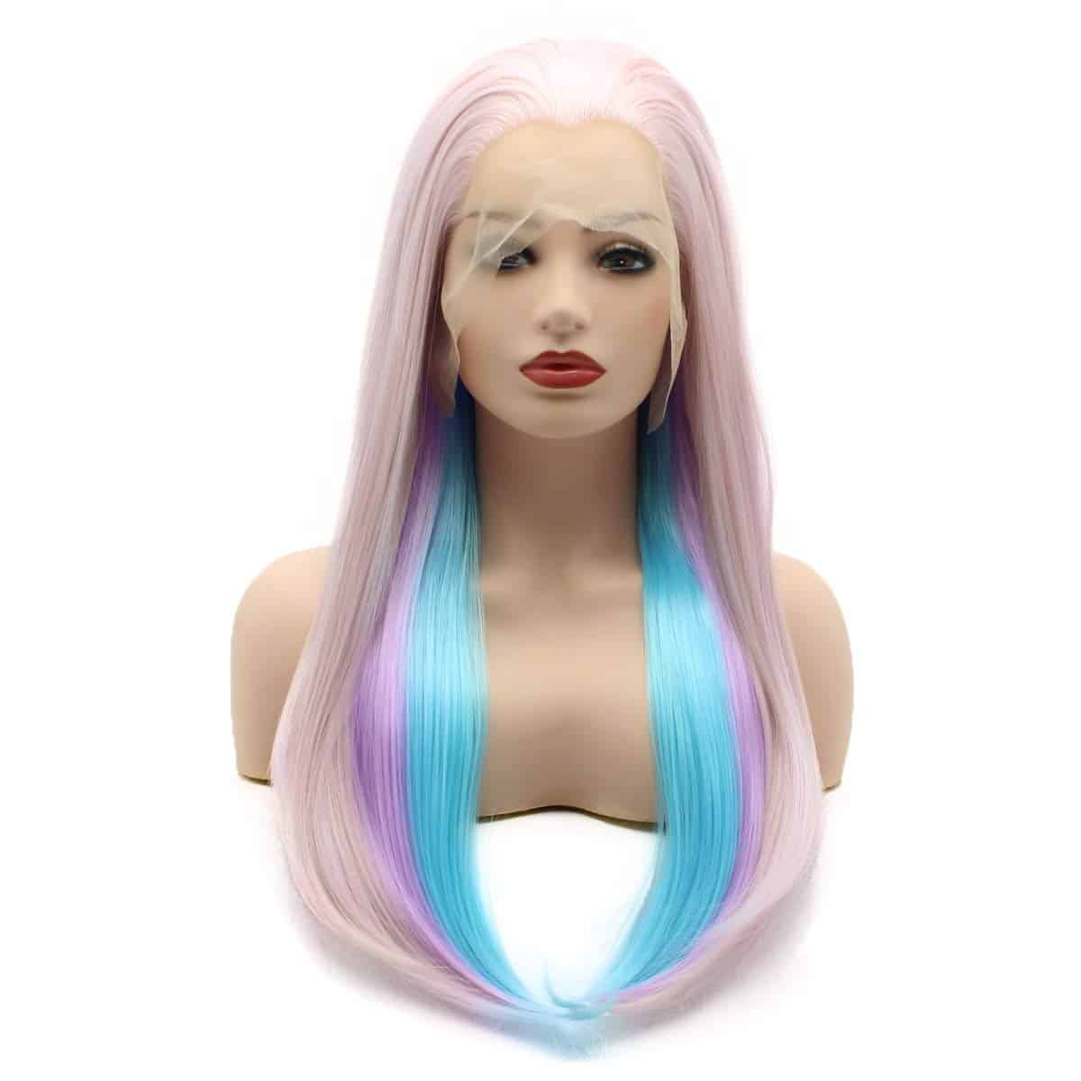 Pelucas Frontales de Encaje Sintético Realistas Largas y