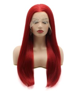 Pelucas largas sintéticas de encaje frontal rectas Meiyite