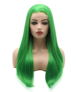 Pelucas Largas Rectas Verdes de 24 pulgadas de Fibras