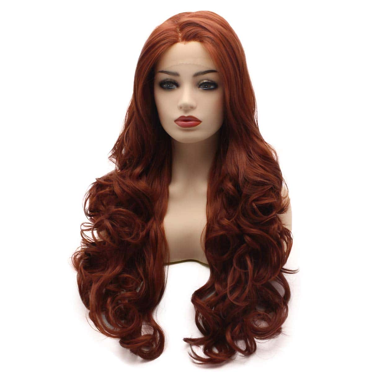 Pelucas Frontales de Encaje Sintético -Vino Rojo - Imagen 4