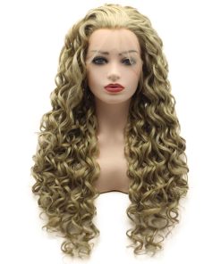 Peluca Sintética de Encaje Frontal Largo Rizado de 26