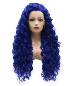 Pelucas sintéticas de encaje frontal rizado largo de 26