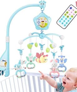 Móvil de Cuna para Bebé con Luces y Música, Control Remoto,