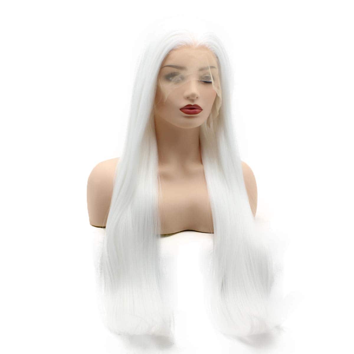 Peluca sintética de encaje frontal recta súper larga de 28 - Imagen 3