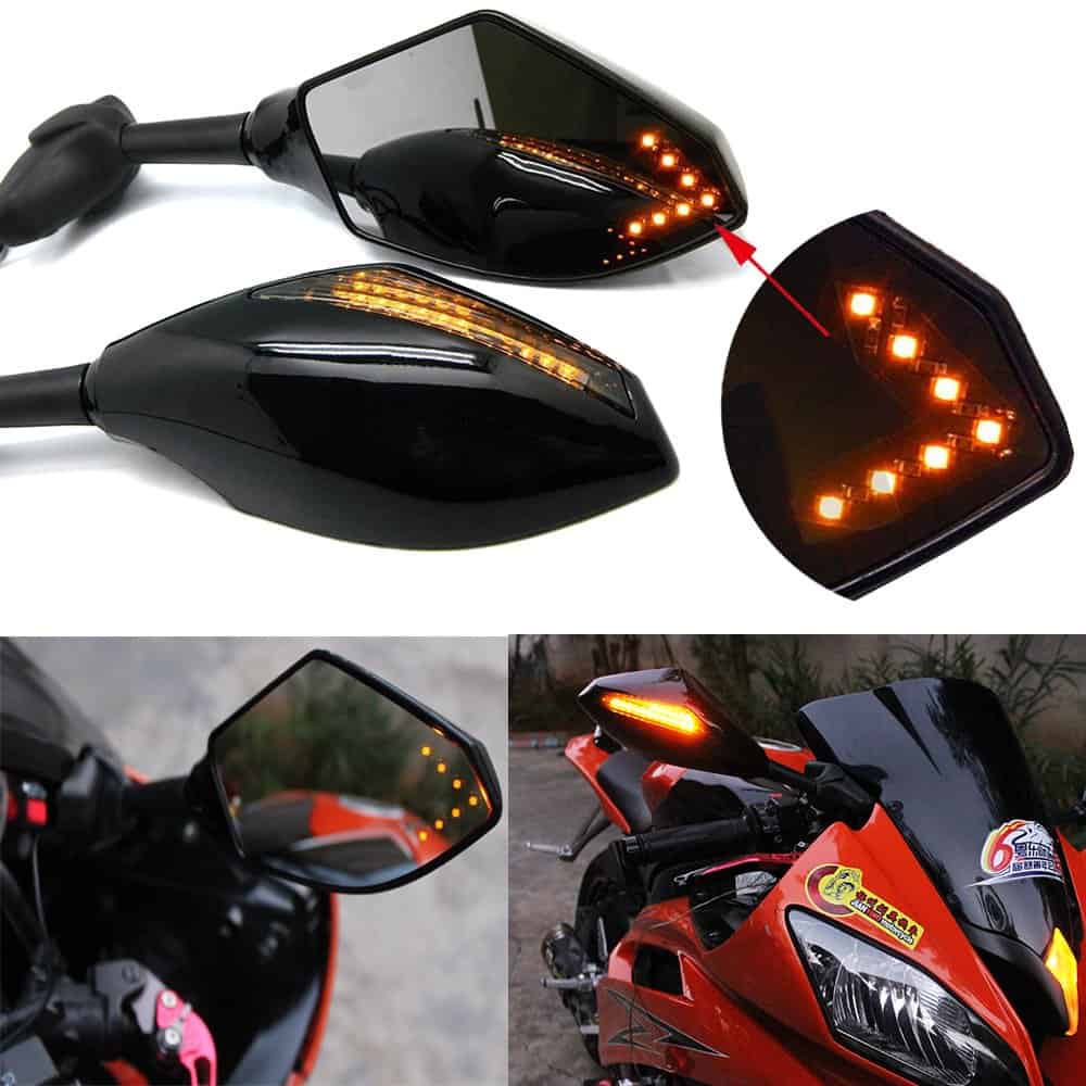 Espejos retrovisores de señal de giro LED para motocicletas