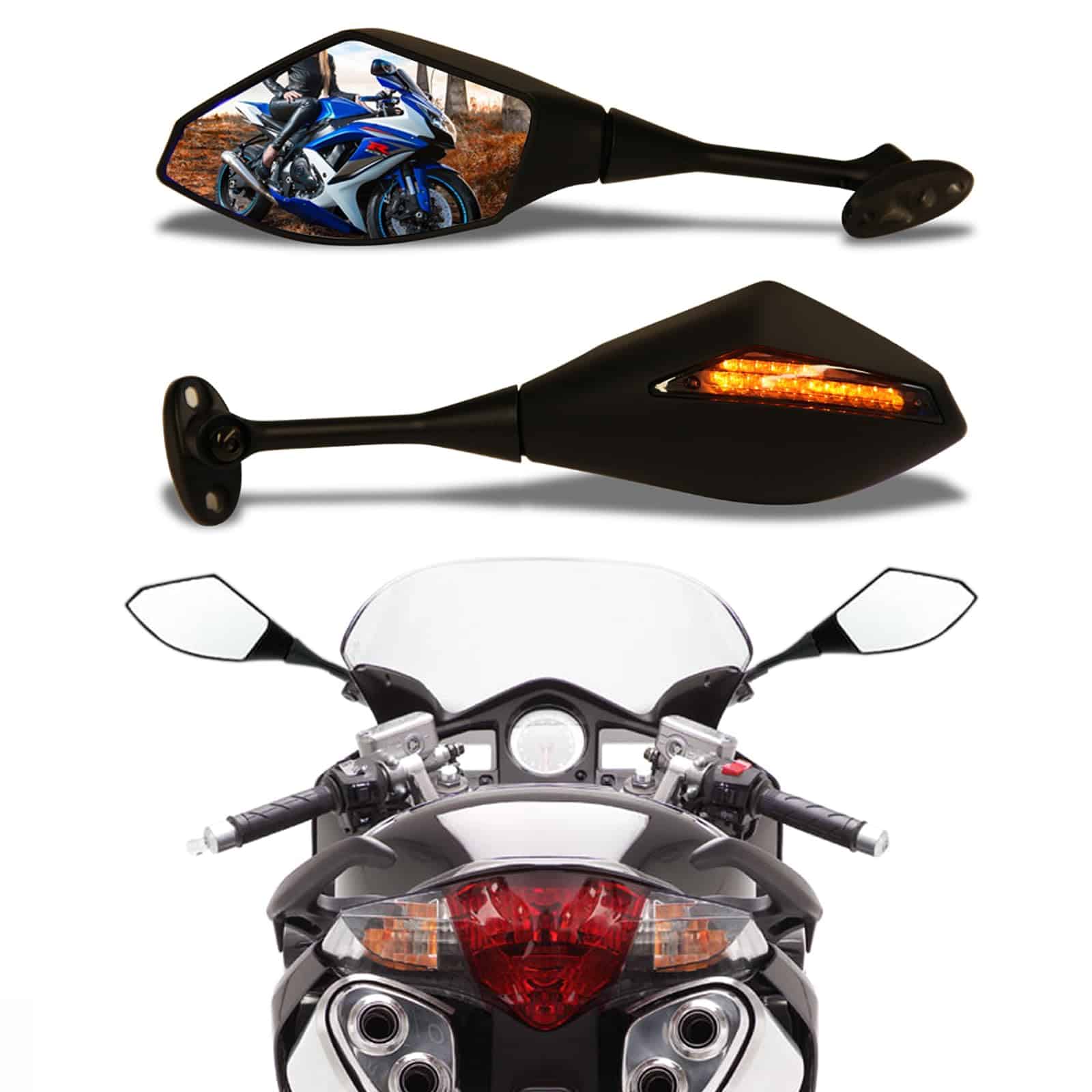 Espejos retrovisores de giro LED para motocicletas con