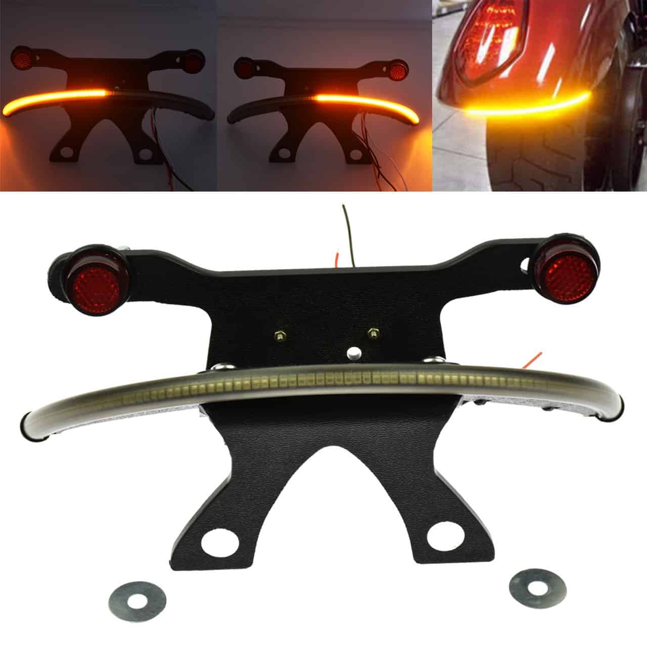 HDBUBALUS Luz trasera LED con soporte de matrícula ámbar
