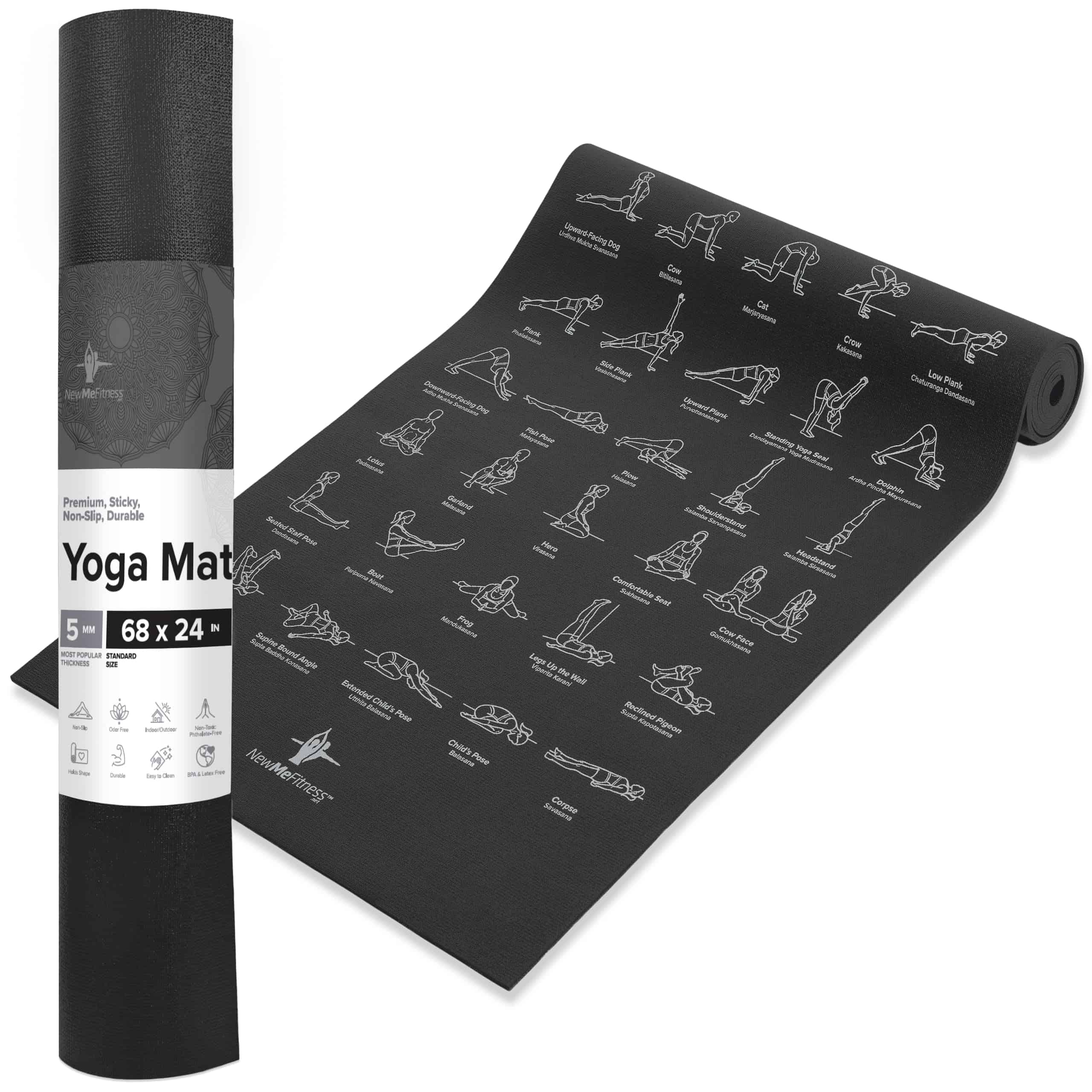 Tapete de Yoga NewMe Fitness para Mujeres -Negro