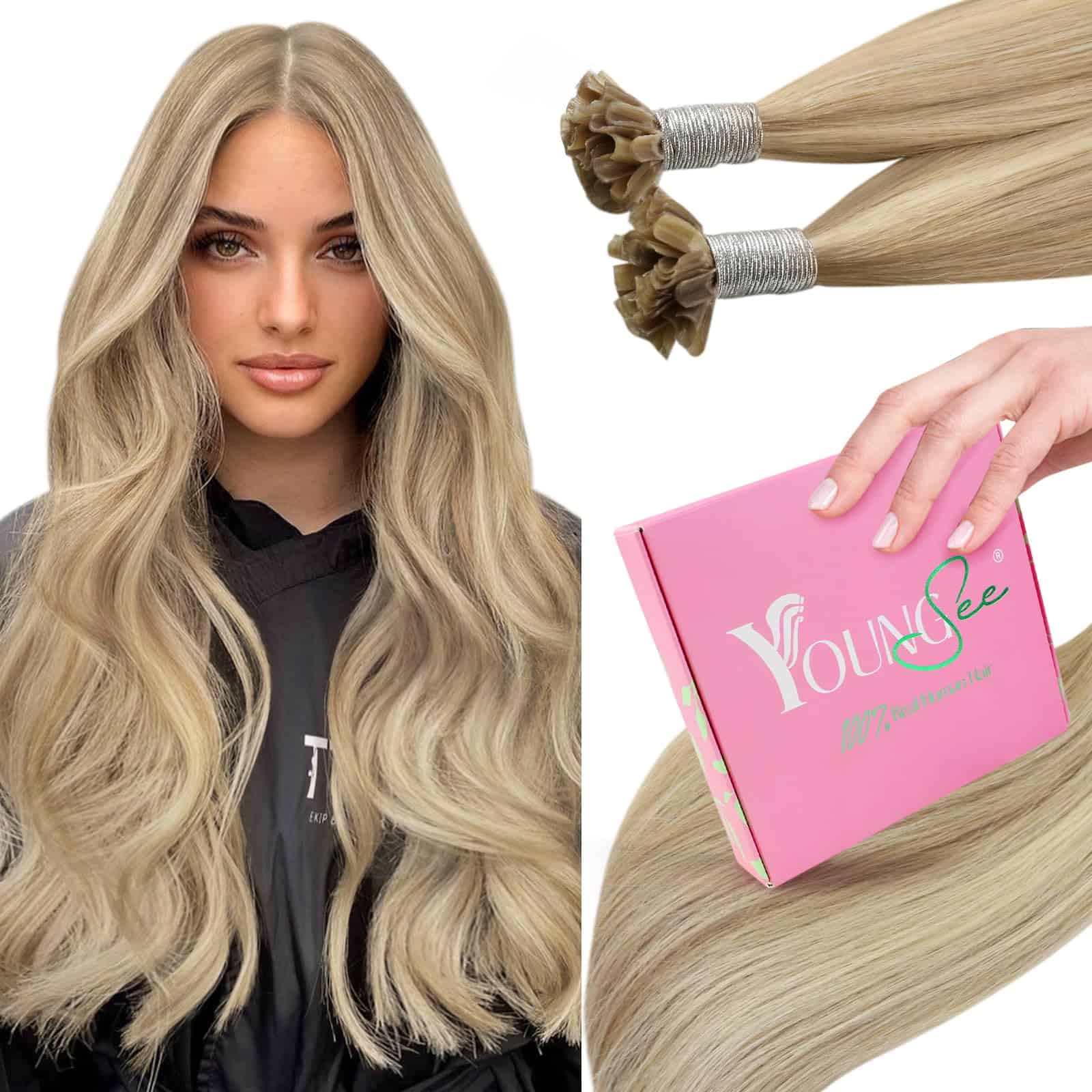 Extensiones de Cabello Humano U Tip Rubio Oscuro con