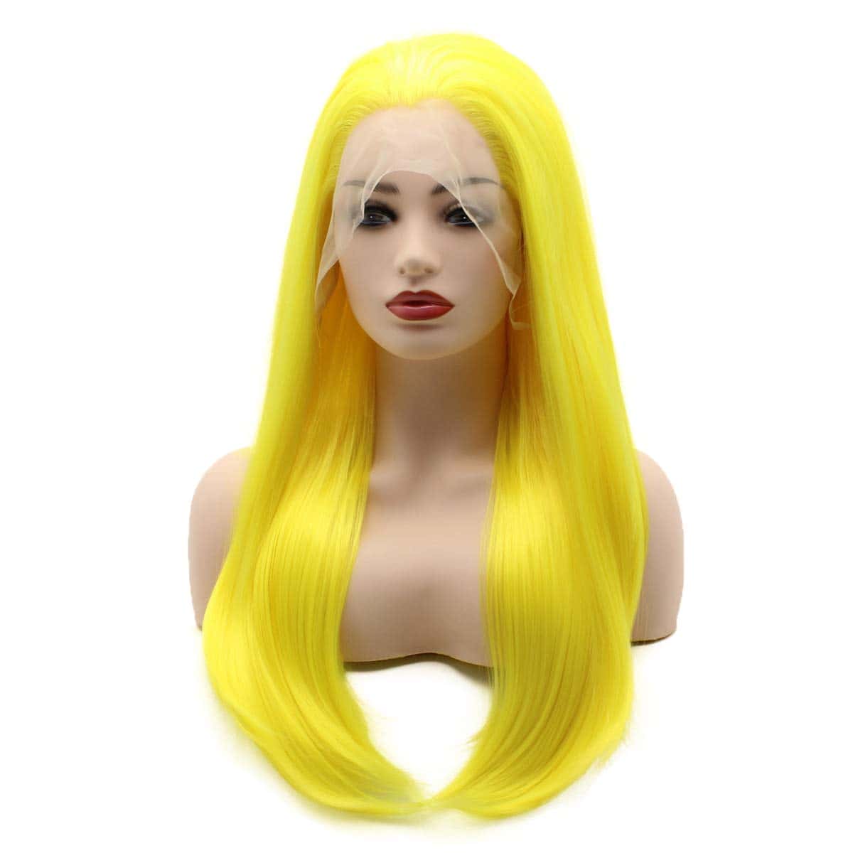 Pelucas Sintéticas Frontal de Encaje Recto Largo de 24 - Imagen 4