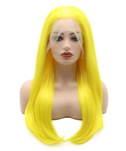 Pelucas Sintéticas Frontal de Encaje Recto Largo de 24