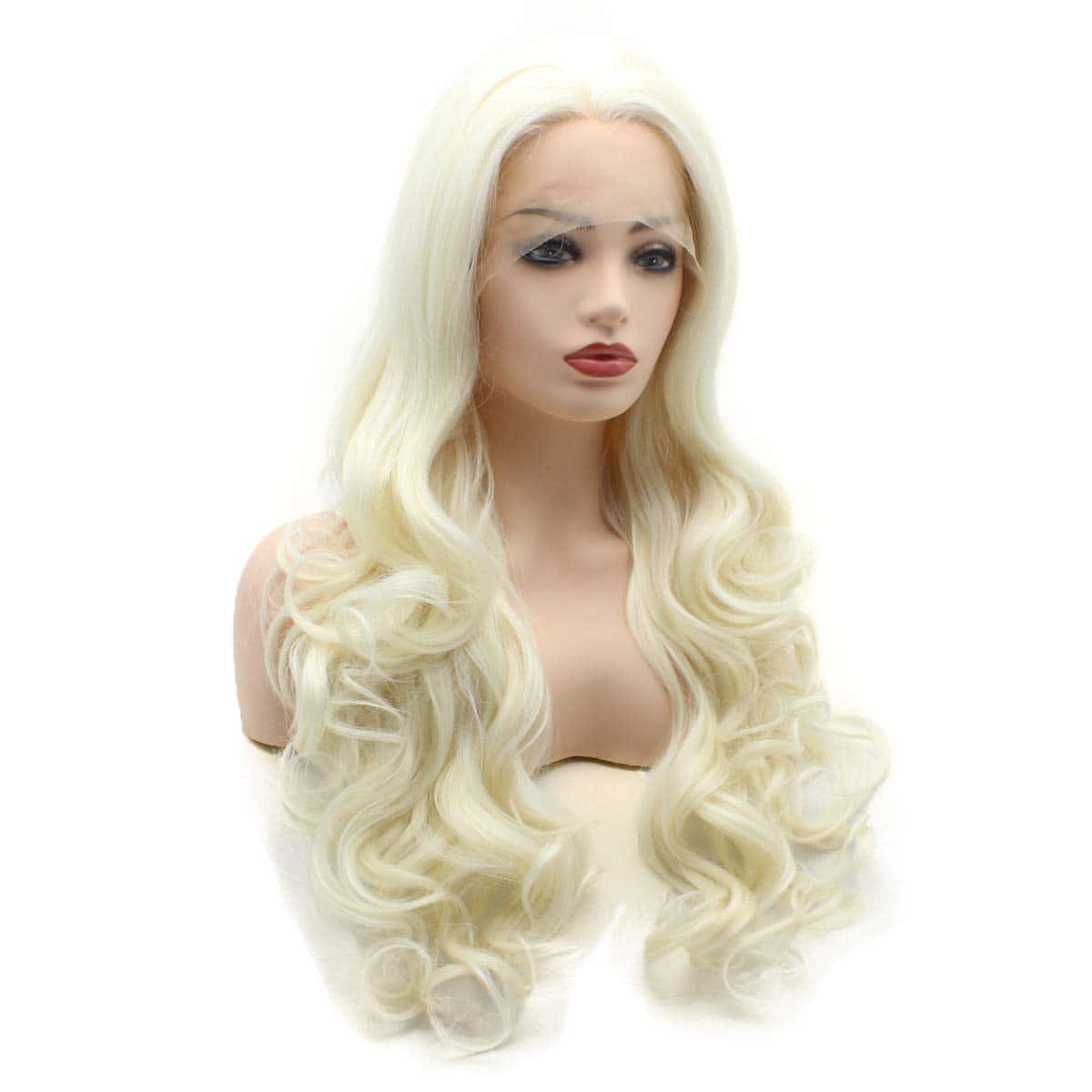 Pelucas Sintéticas de Encaje Frontal Onduladas Largas 26 - Imagen 3