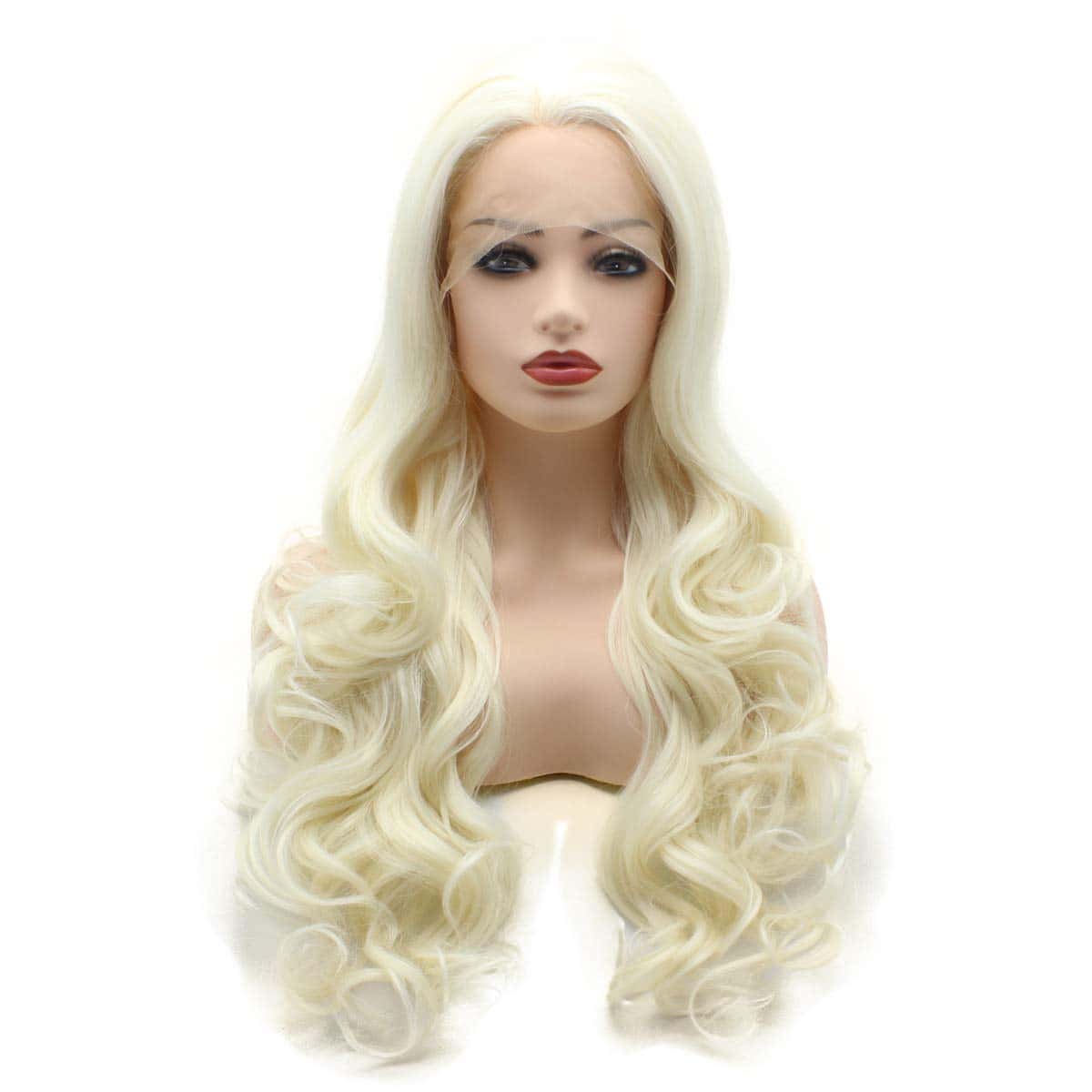 Pelucas Sintéticas de Encaje Frontal Onduladas Largas 26