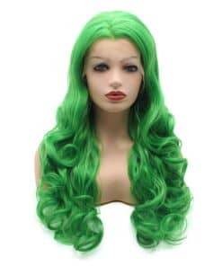 Peluca Sintética Verde Ondulada Larga de 26 pulgadas