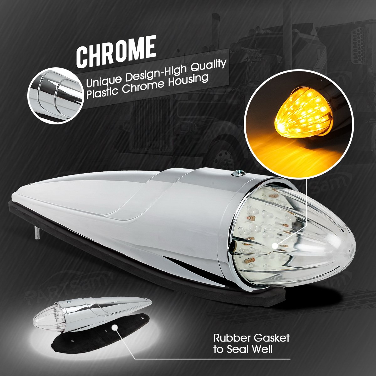 5pc Super Bright Amber Yellow 17 LED Clear Lens Torpedo - Imagen 4