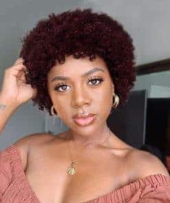 Pelucas Afro Cortas Rizadas de Cabello Humano para Mujeres