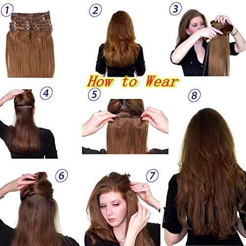 Extensiones de Cabello Humano Kinky Straight Jet Black Clip - Imagen 7