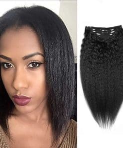 Extensiones de Cabello Humano Kinky Straight Jet Black Clip