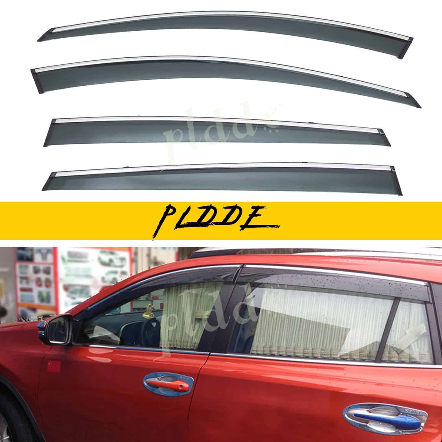 PLDDE 4pcs Humo Tintado Con Moldura Cromada Vent Viseras de
