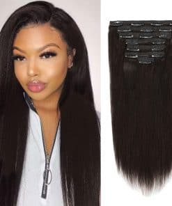 Extensiones de Cabello Clip ins de Pelo Humano Liso Yaki