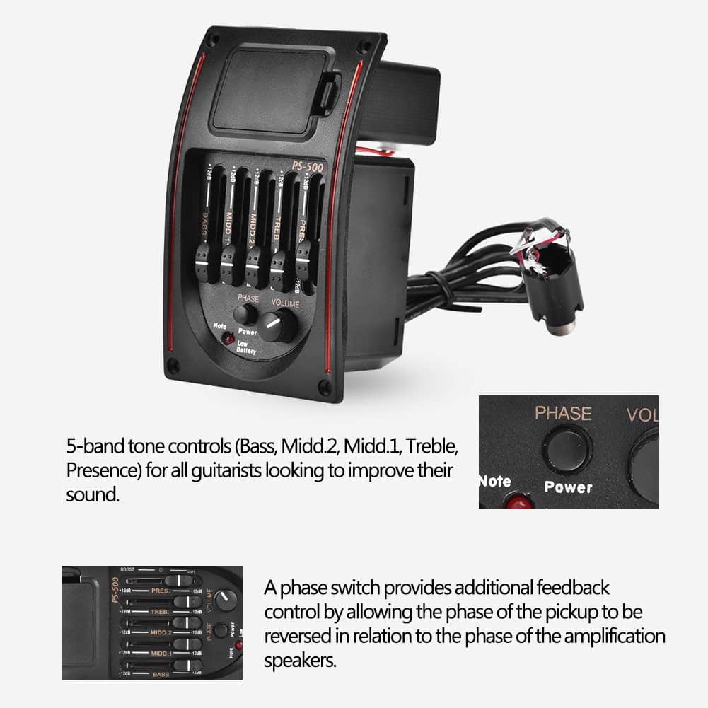 Pastilla de Guitarra Acústica PS 500 con Ecualizador de 5 - Imagen 5